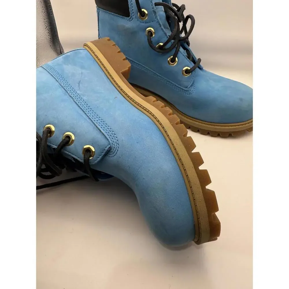 Timberland Classic 6-Inch Premium Waterproof Boots Blue Suede Boys 5.5 - Picture 8 of 14